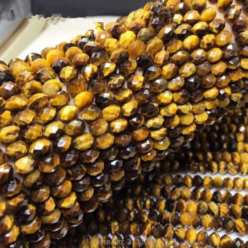 Loose beads YELLOW TIGEREYE roundel faceted 5*8mm 14inch for DIY jewelry making FPPJ wholesale beads nature
