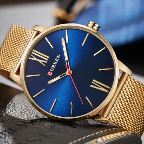 2018 CURREN Mens Watches Top Brand Luxury Gold Quartz Watch Men Fashion Waterproof Stainless Steel Sport Clock Male Wristwatch
