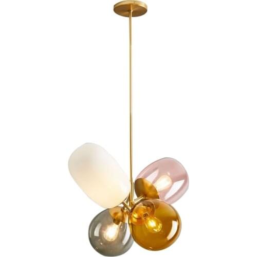 Colorful 4 Glass Loft Pendant Light Pipe Suspension Restaurant Hanglamp Bedroom Office Hanging Light Fixtures Home Deco