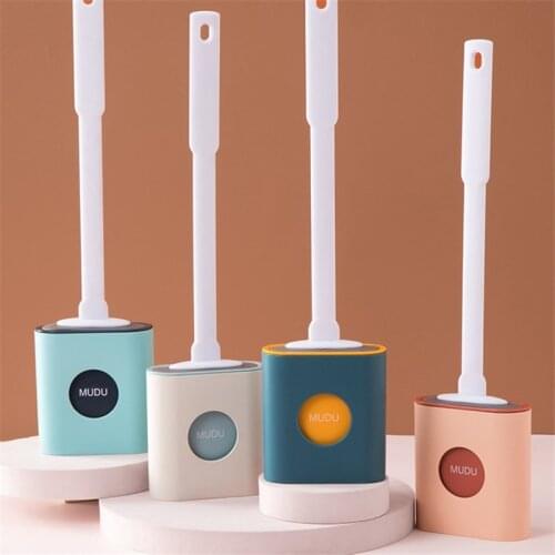 Creative Bathroom Toilet Brush with Holder Soft TPR Silicone Head Wall-mounted Home Cleaning Brushes Durable WC Accessories