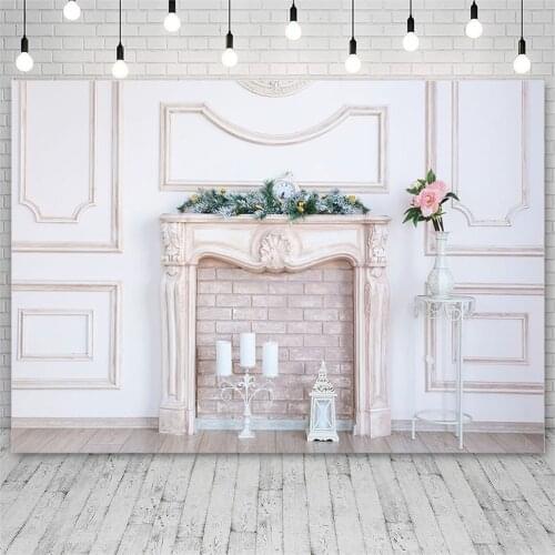 Avezano Backdrops Merry Christmas Tree Winter Fireplace Candle Wall Background Photo Studio Photophone Wallpaper Photozone Decor