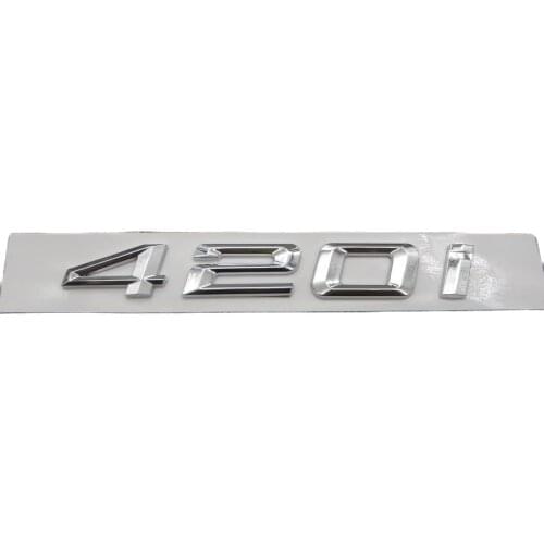 Chrome Shiny Silver ABS Number Letters Word Car Trunk Badge Emblem Letter Decal Sticker for BMW 4 Series 420i