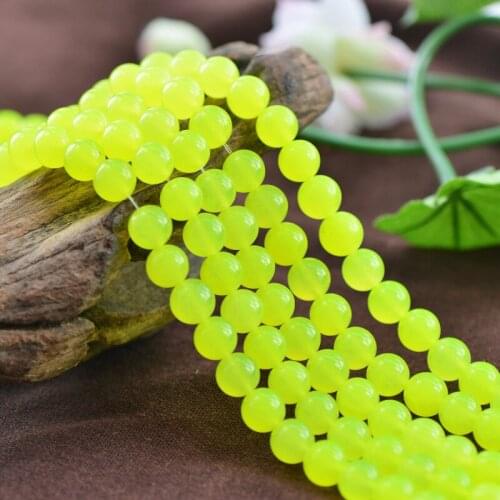 Joanlyn Grade A Natural Bright Yellow Jade Beads 6mm 8mm 10mm 12mm 14mm Smooth Polished Round 15 Inch Strand JA48