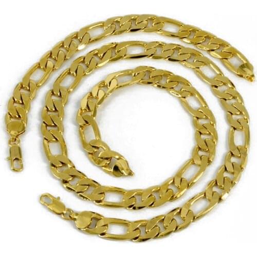 Anniyo 60cm Thick Necklace 22cm Bracelset Africa Mens Jewelry sets Gold Color Ethiopia/Arab/Cuba/Nigeria Husband Gift #051402