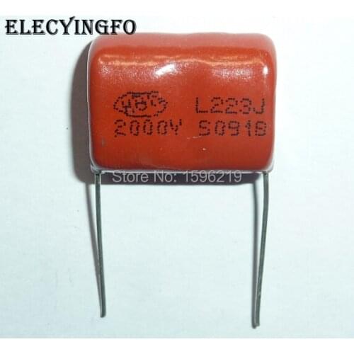 10pcs CBB capacitor 223 2000V 223J 2KV 0.022uF 22nF P20 CBB81 Metallized Polypropylene Film Capacitor