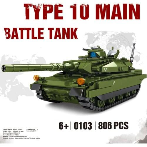 Modern military japan tank Type 10 MBT batisbricks building block ww2 army force figures vehicle brick toys for boys gifts