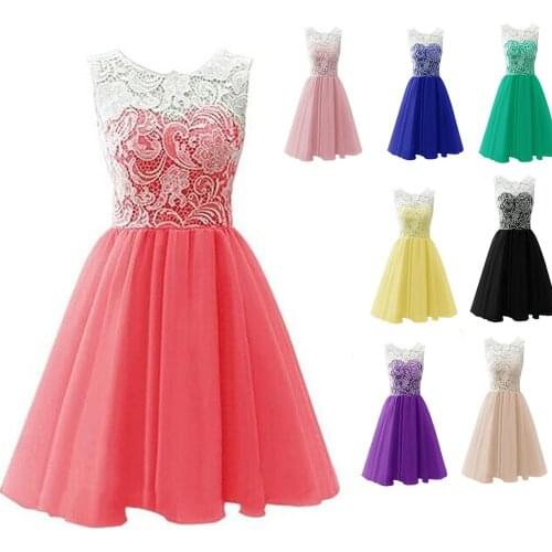O-Neck Lace Appliques Short Bridesmaid Dresses Pleated Tulle Rose Pink Maid of Honor Outfits A Line Wedding Party Robes
