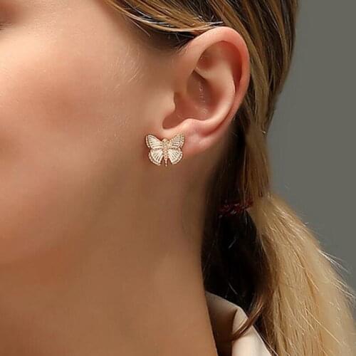 Small Minimalist Butterfly Stud Earrings for Women Elegant Gold Color Ear Studs Butterfly Earring Jewelry Accessories