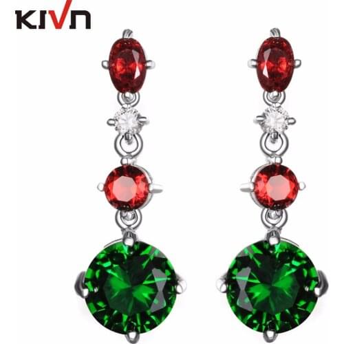 KIVN Fashion Jewelry Dangle Multic Color CZ Cubic Zirconia Wedding Bridal Earrings for Birthday Gifts 10pcs Lot Wholesale