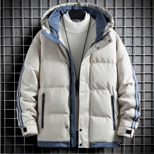 Mens Parkas Coats 2021 New Winter Hooded Parka Mens Warm Soft Windproof Outwear Patchwork Casual Zipper Men Cotton Clothing