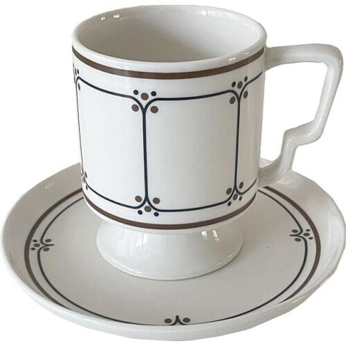 Ceramic Coffee Mug Set Milk Tea Cups & Saucers Creative Single Handle Kitchen Drinkware Utensil Birthday Present Wedding Gift