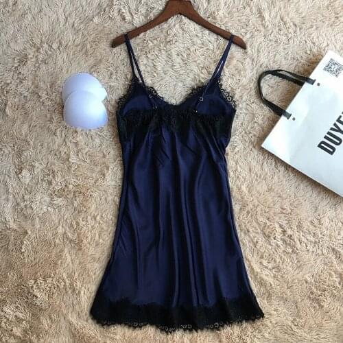 Nightdress charming summer new ladies with chest pad sexy strap nightdress home service women nightwear ночная сорочка