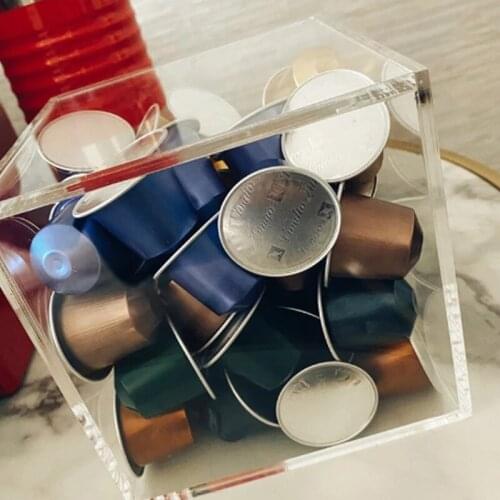 2022 Band New Acrylic Capsule Coffee Storage Box Coffee Pod Cup Holder Nordic Transparent Dustproof Case with Lid Organizer