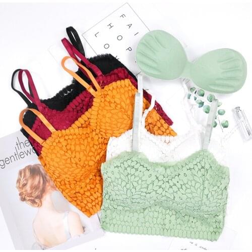 Newest Lace Floral Tube Tops Women Bandeau Tops Bra Sexy Lace Lingerie Wrap Chest Wireless Bralette Camisole Crop Top