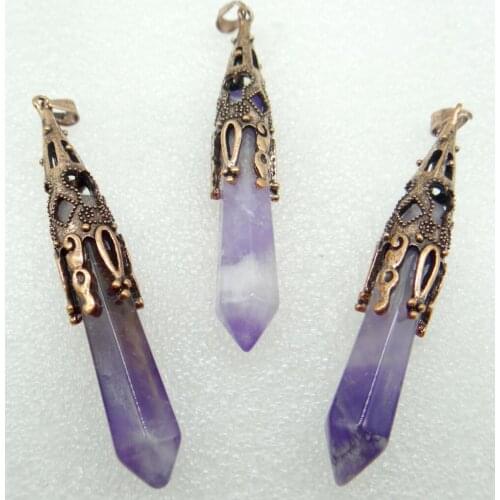 New product jewelry gold color faceted natural stone quartz crystal Opal pendulum hexagonal suspension pendant for necklace 1pc