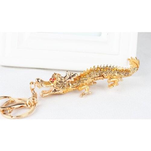 High Quality Chinese Long Dragon Crystal Charm Pendant Purse HandBag Car Key Ring Chain Party Creative New Gift Accessories