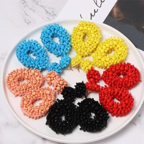 Wholesale JUJIA Fashion Beads Drop Earrings For Women Colorful Boho Dangle Statement Earrings Jewelry Wedding Gifts Wholesale