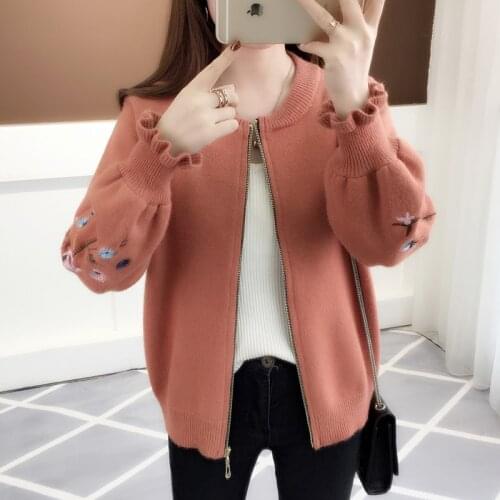 2021 autumn knit cardigan womens clothing zipper sweater coat