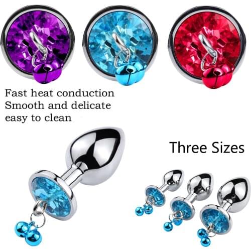 Jewelry Base Anal Plug Stainless Steel Plug With Bell Round 3 Size Crystal Pendant Prostate Massager Sex Toys For Women Men 18