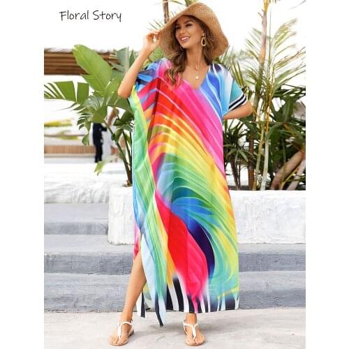 Beach cover up bathing suit cover ups bikini cover up vestidos za verano print beach dress beach robe caftan dress beach maxi
