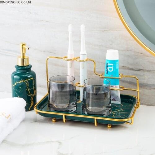 Couple Electric Toothbrush Holder Bathroom Toilet Mouthwash Cup Toothbrush Cover Device Holder Light Luxury Wash Storage Tray