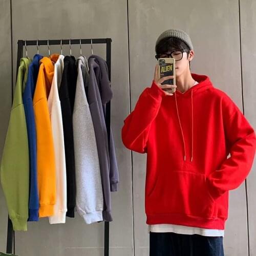 Q-Z Autumn and Winter Oversized Solid-colored Weir Mens and Womens Loose-fitting Trend 8-color Hoodie Minimalist Couple Dress