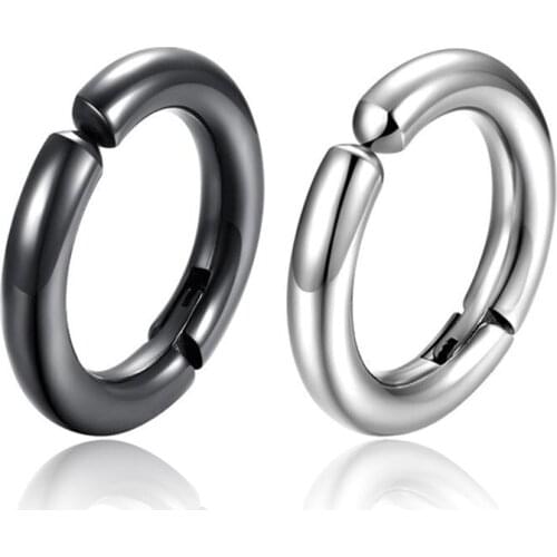 2PCS Unisex Punk Clip on Earrings Men 10/12/14MM Clip on Ear Without Piercing Titanium Steel Earrings for Women Jewelry brincos