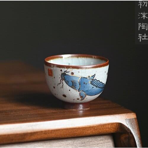 Of the jingdezhen blue and white your kiln under the glaze teacup cracked can raise the glass sample tea cup single cup