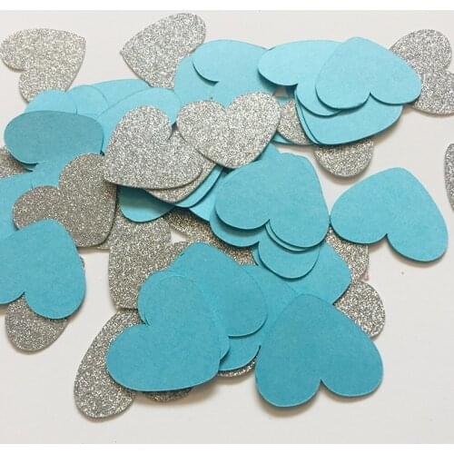 Blue&Silver Glitter Heart Table Confetti Bridal Shower/Engagement-Wedding Decorations Baby Shower Birthday Party Events Supplies