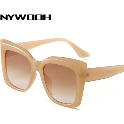 NYWOOH Gradient Oversized Sunglasses Women Vintage Big Cat Eye Sun Glasses Luxury Designer Shades Jelly Tea Eyewear UV400