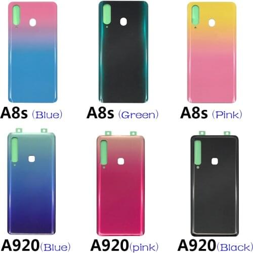 10PCS Back Glass Rear Cover For Samsung Galaxy A6S A8S A9 2018 A920 Battery Door Housing Battery Back Cover