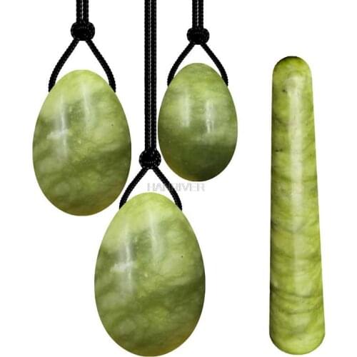 Green Natural Jade Set Vagina Lady Jade Egg Exerciser Vaginal Muscle Tightening Ball Massage Ball Jade Ball Massager