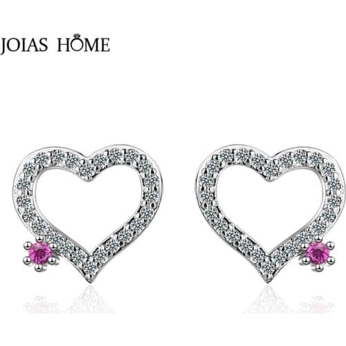 JoiasHome Sterling Silver Earrings for Women Heart shaped Silver 925 Jewelry Delicate Gemstone Stud Earrings Fashion Girl Gifts