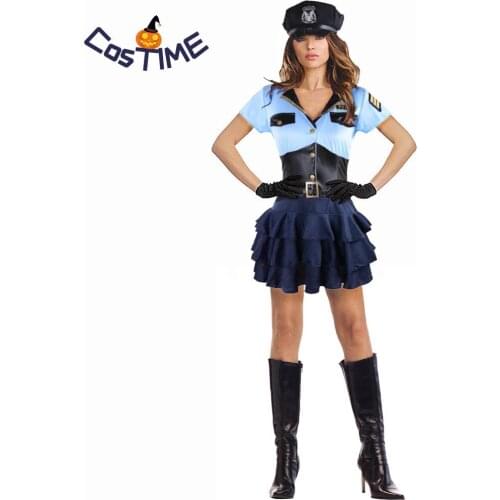 Womens Police Irresistible Officer Sexy Cop Police Costume Halloween Adult Sexy Uniform Hat Badge Roleplay Game Fancy Dress