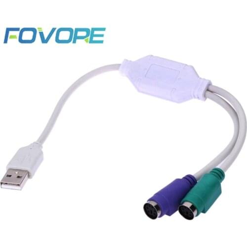 1PC USB Male To PS/2 Keyboard Mouse Female Adapter USB Port Converter For PC To Sony PlayStation2 PS2 Game Component