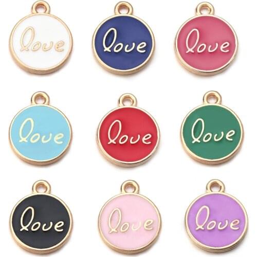 10pcs 12x14.5mm Enamel Charms English letter Love Charms For Jewelry Making Bracelet pendant For DIY Earring Jewelry Ornamen