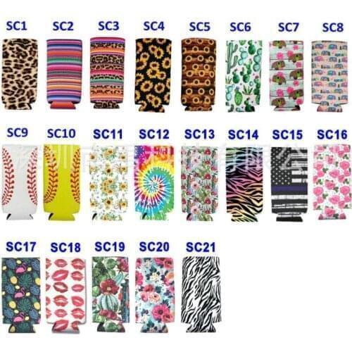200pcs Creative Neoprene Can Cooler Sleeve for 330ml Slim Can Holder Sunflower Baseball Pattern Beer Soda Water Can Cover