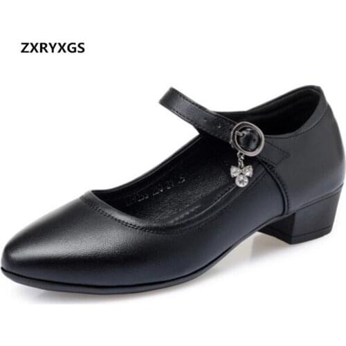 New Fashion Plus Size Autumn Shoes Mother High Heel Shoes Comfort Soft Bottom Genuine Leather Shoes Woman Workplace Work Shoes