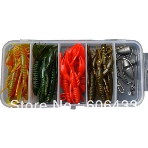 27PCS Soft Lure Jig Head Hook Fishing Bait box set