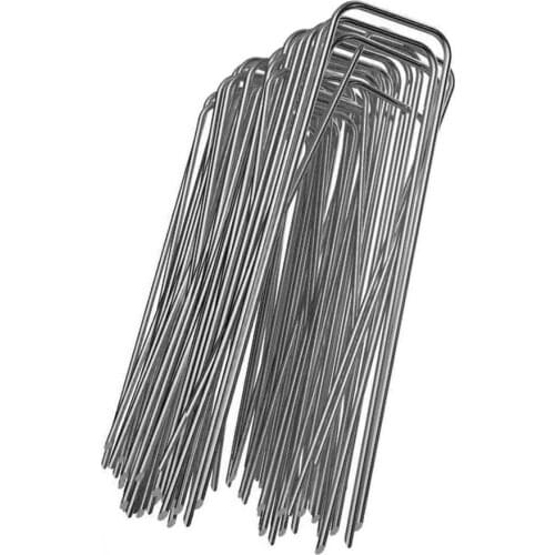 50pcs/lot 3*35*150mm U Shape Gauge Galvanized Steel Garden Stakes Staple Securing Pegs for Landscape Fabric Netting