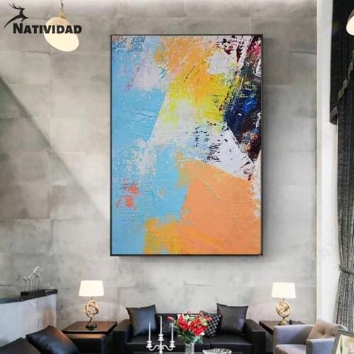 Abstract Color Canvas Painting Wall Art Decor Poster Gray Graffiti Print Poster Large Area Living Room Bedroom Home Decoration