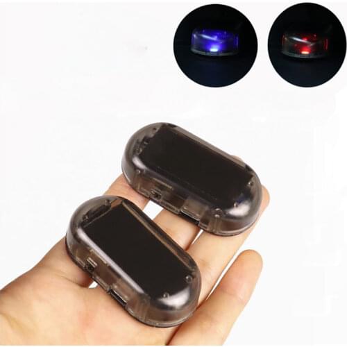 LED Flash Strobe Light, Red/ Blue Light Solar Energy Security Alarm Light Anti-theft Warning Strobe Lamp for Car Vehicle