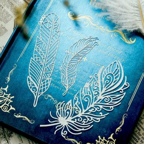 Panalisacraft 16pcs White Lace feather leaves vintage paper For DIY Scrapbooking/Card Making/Kids Fun Decoration Supplies