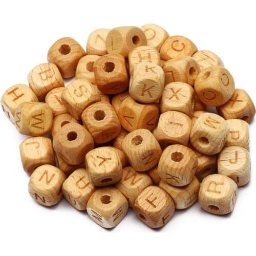 10/12mm Natural Wood Beads Wooden Square Beech Letter Spacer Beads For Jewelry Making Diy Necklace Bracelet Accessories