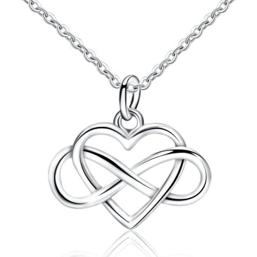 Elegant Hollow Trendy Silver Plated Chain Infinity Love Heart Pendant Necklace Fashion Simple Jewelry Birthday Gifts For Women