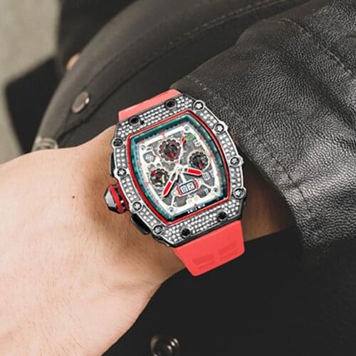 New Mens Watches Luxury Brand PINTIME Fashion Quartz Analog Rubber Sports Wristwatches Chronograph Clock Male Relogio Masculino