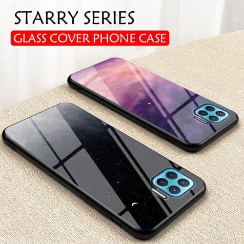Starry Sky Tempered Glass Case For OPPO A15 A12 A9 A8 A7 A52 A91 A92S Silicone Slim Shockproof Cover For OPPO F17 F11 Pro Cases