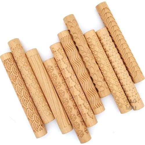 Large Wood Texture Roll Relief Pattern Rolling Mud Stick Clay Polymer Ceramic DIY Mudboard Forming Sculpture Modeling Tool