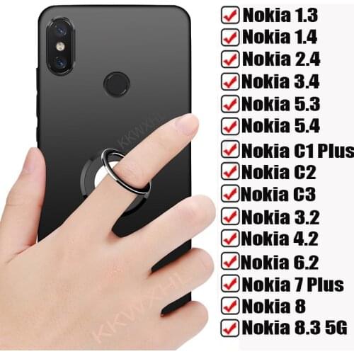 For Nokia 1 Plus 1.3 1.4 2.1 2.2 2.3 2.4 3 3.1 3.2 3.4 4.2 5 5.1 5.3 5.4 6 7 7.1 Back Ring Holder Bracket Case Phone Soft Cover