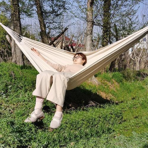 Brazilian Double Hammock 2 Person Cotton Fabric Hammock with Carrying Bag for Patio Porch Garden Backyard Outdoor and Indoor Use
